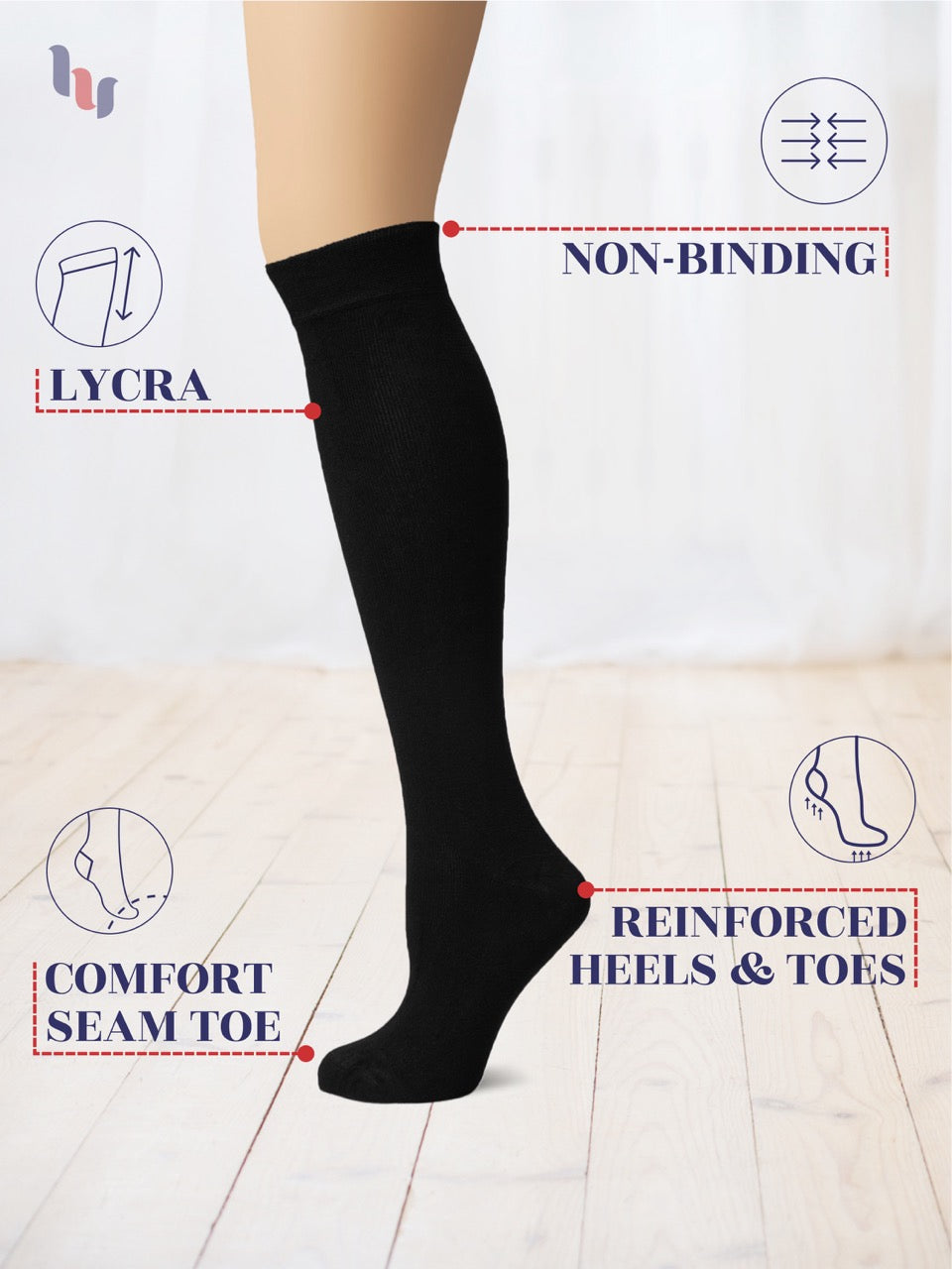 Knee-High Bamboo Dress Socks for Women, 4 Pairs