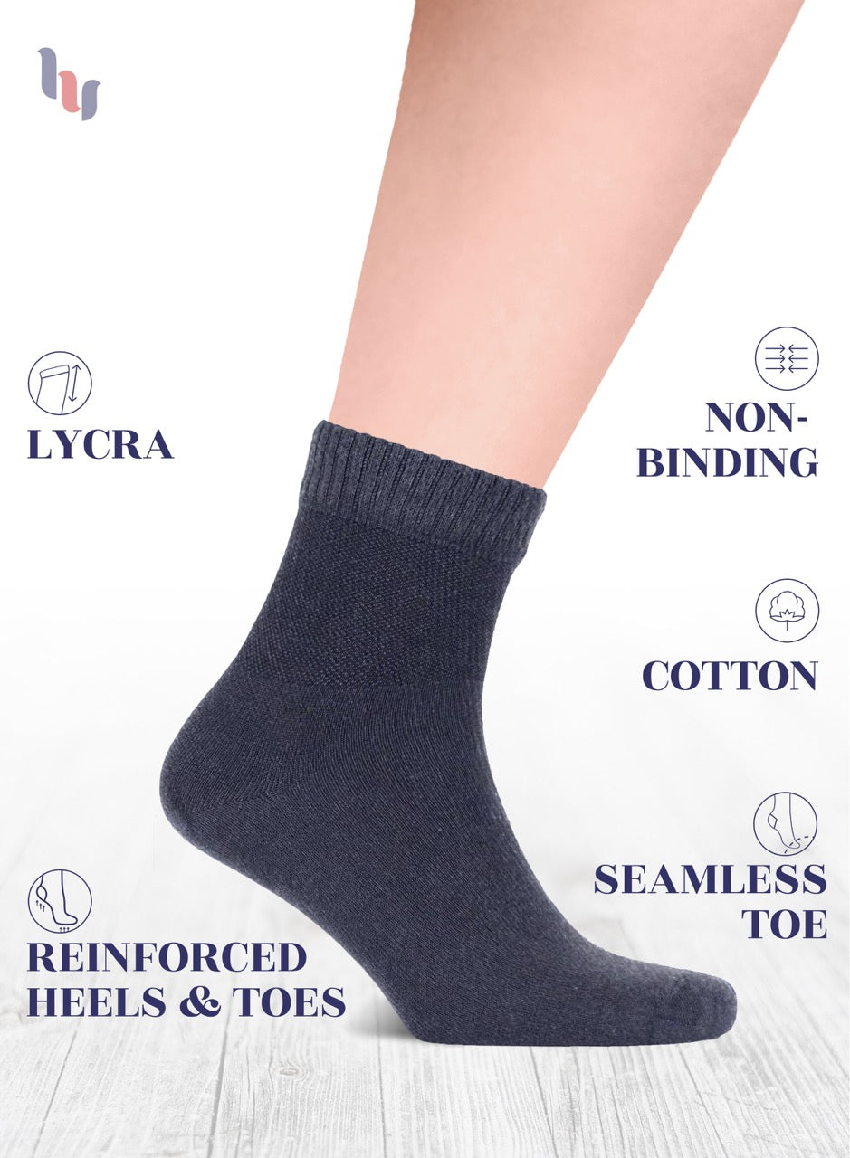 Men's Diabetic Ankle Thin Cotton Socks, 4 Pairs