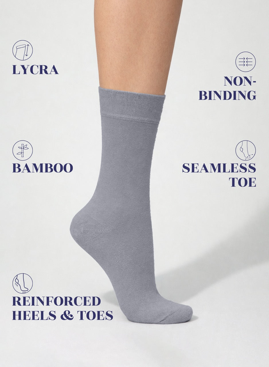 Soft Bamboo Dress Crew Socks for Women, 3 Pairs