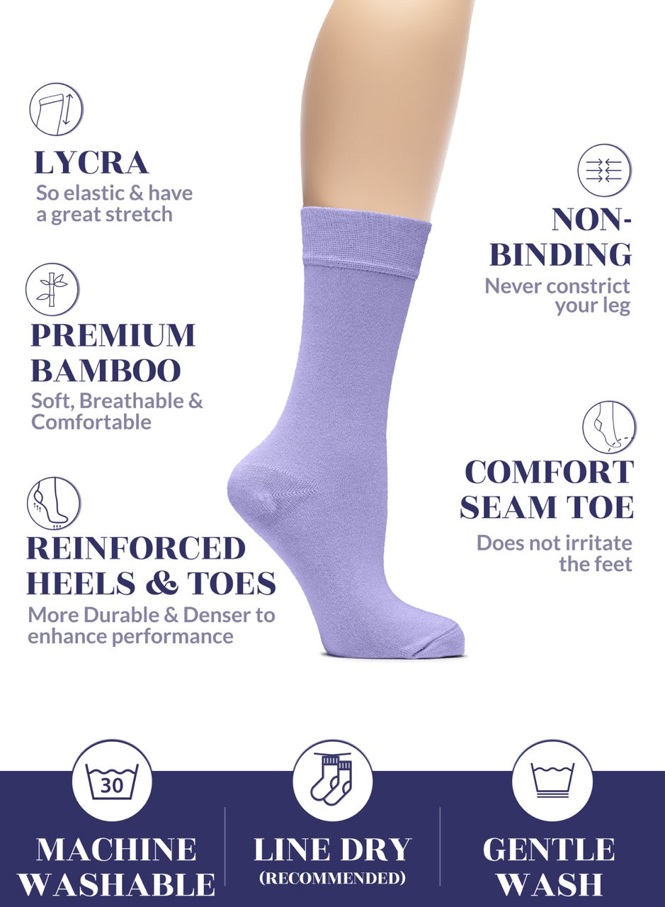 Women's Bamboo Dress Crew Socks, 3 Pairs