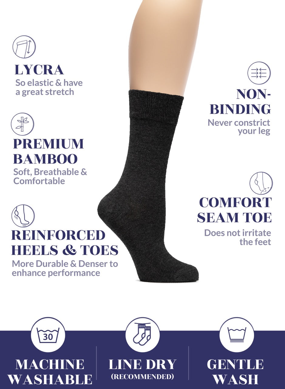 Women's Bamboo Dress Crew Socks, 3 Pairs