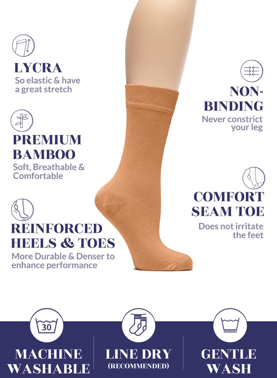 Women's Bamboo Dress Crew Socks, 3 Pairs