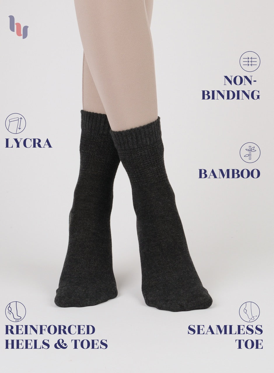 Women's Comfortable Diabetic Bamboo Ankle Socks for Swollen Legs, 3 Pairs