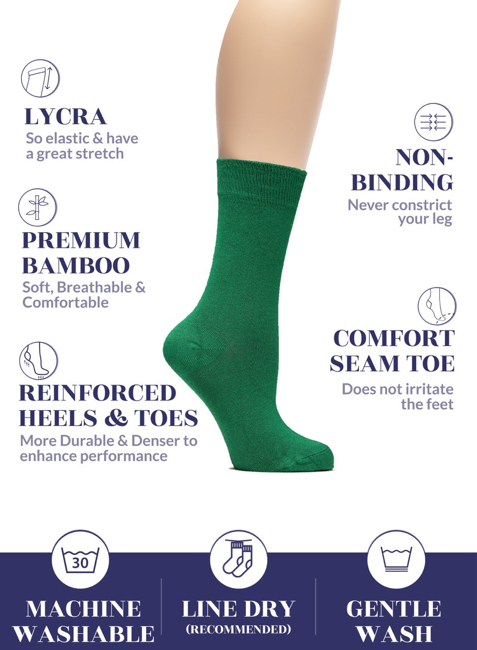 Women's Bamboo Dress Crew Socks, 3 Pairs