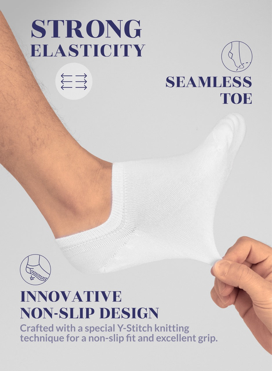 Non-Slip Men's Bamboo No-Show Socks (Only Size 11-13), 6 Pairs