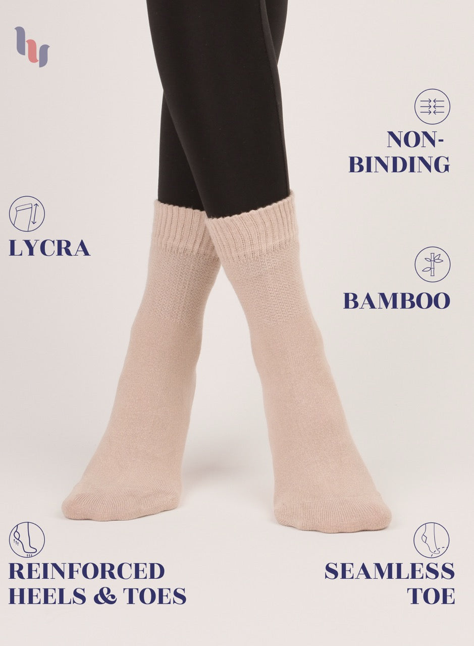 Women's Comfortable Diabetic Bamboo Ankle Socks for Swollen Legs, 3 Pairs