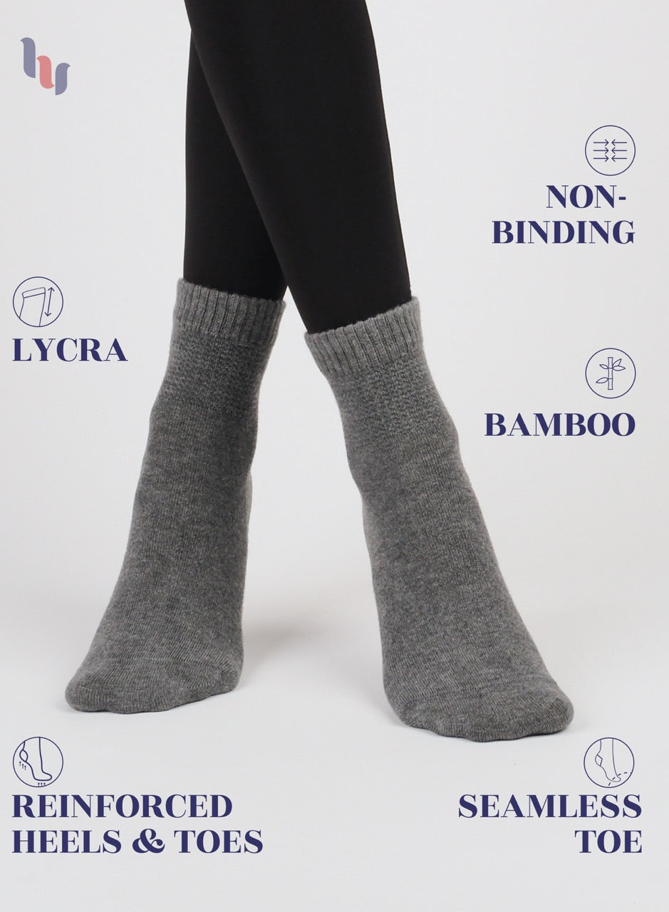 Women's Comfortable Diabetic Bamboo Ankle Socks for Swollen Legs, 3 Pairs