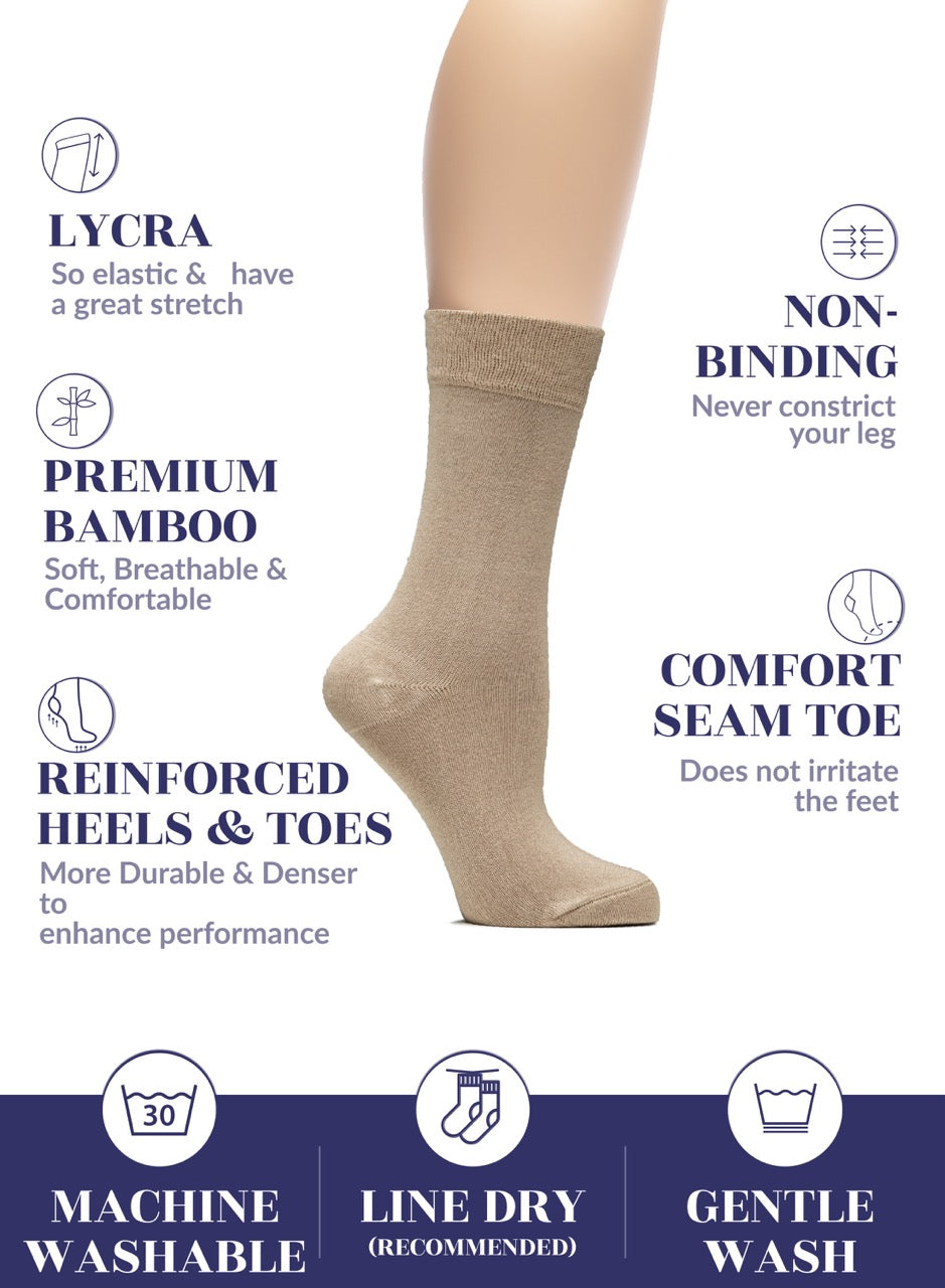 Women's Bamboo Dress Crew Socks, 3 Pairs