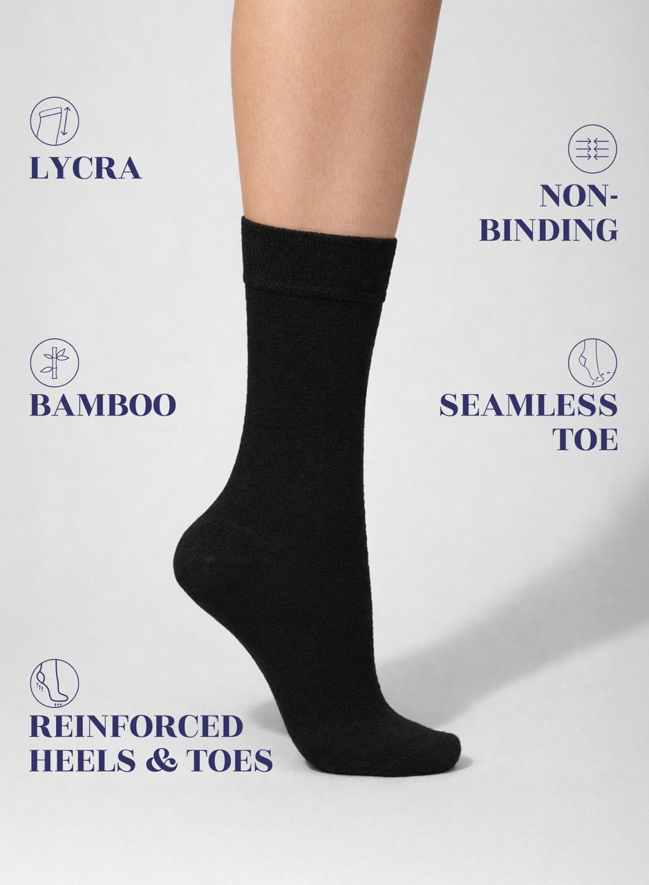 Soft Bamboo Dress Crew Socks for Women, 3 Pairs