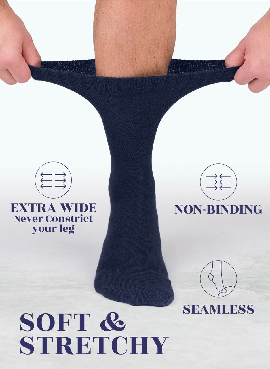 Unisex Cotton Diabetic Crew Socks, 4 Pairs