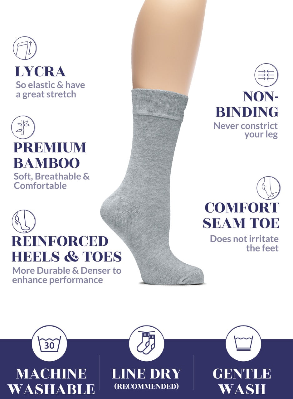 Women's Bamboo Dress Crew Socks, 3 Pairs