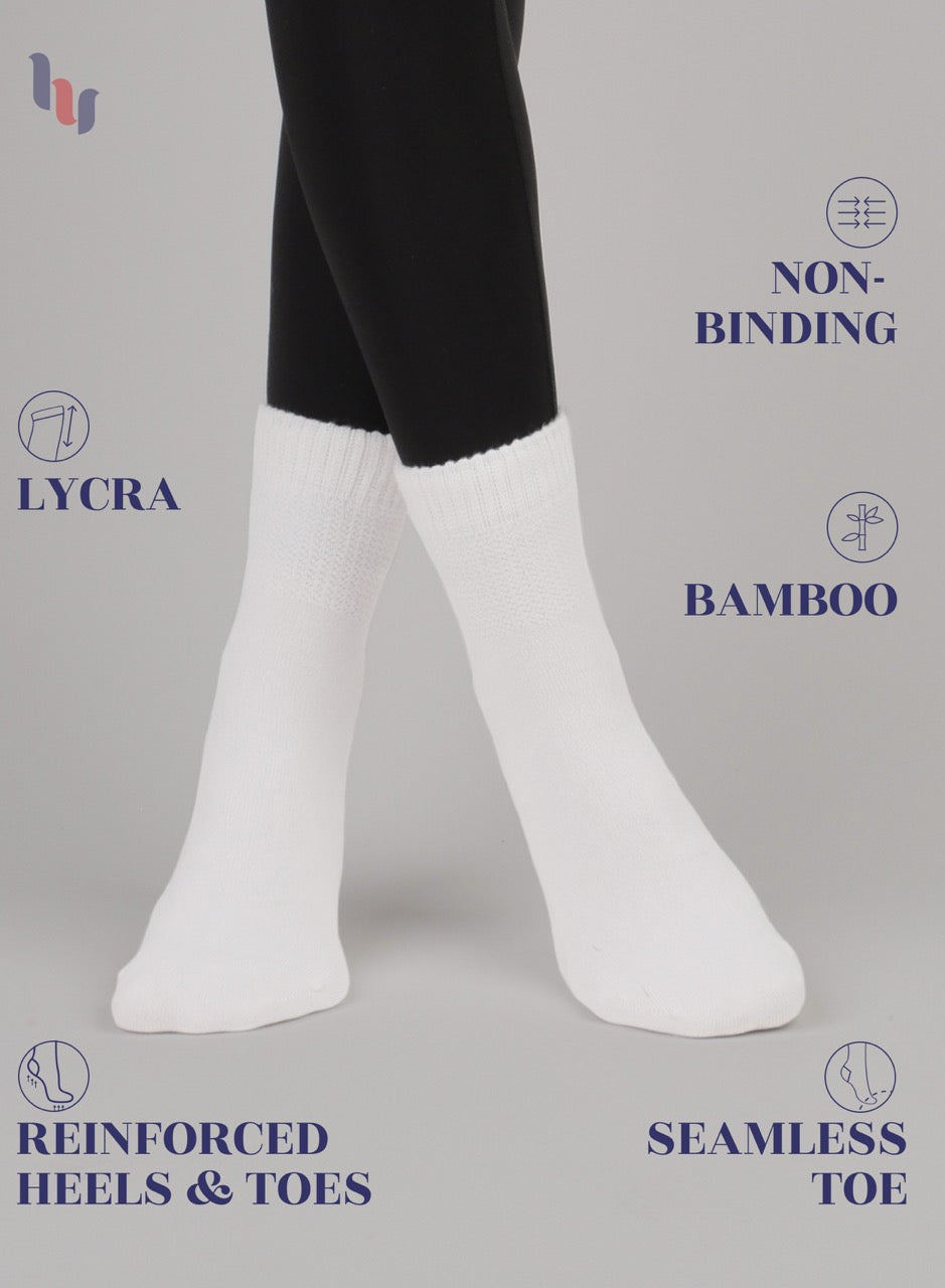 Women's Comfortable Diabetic Bamboo Ankle Socks for Swollen Legs, 3 Pairs