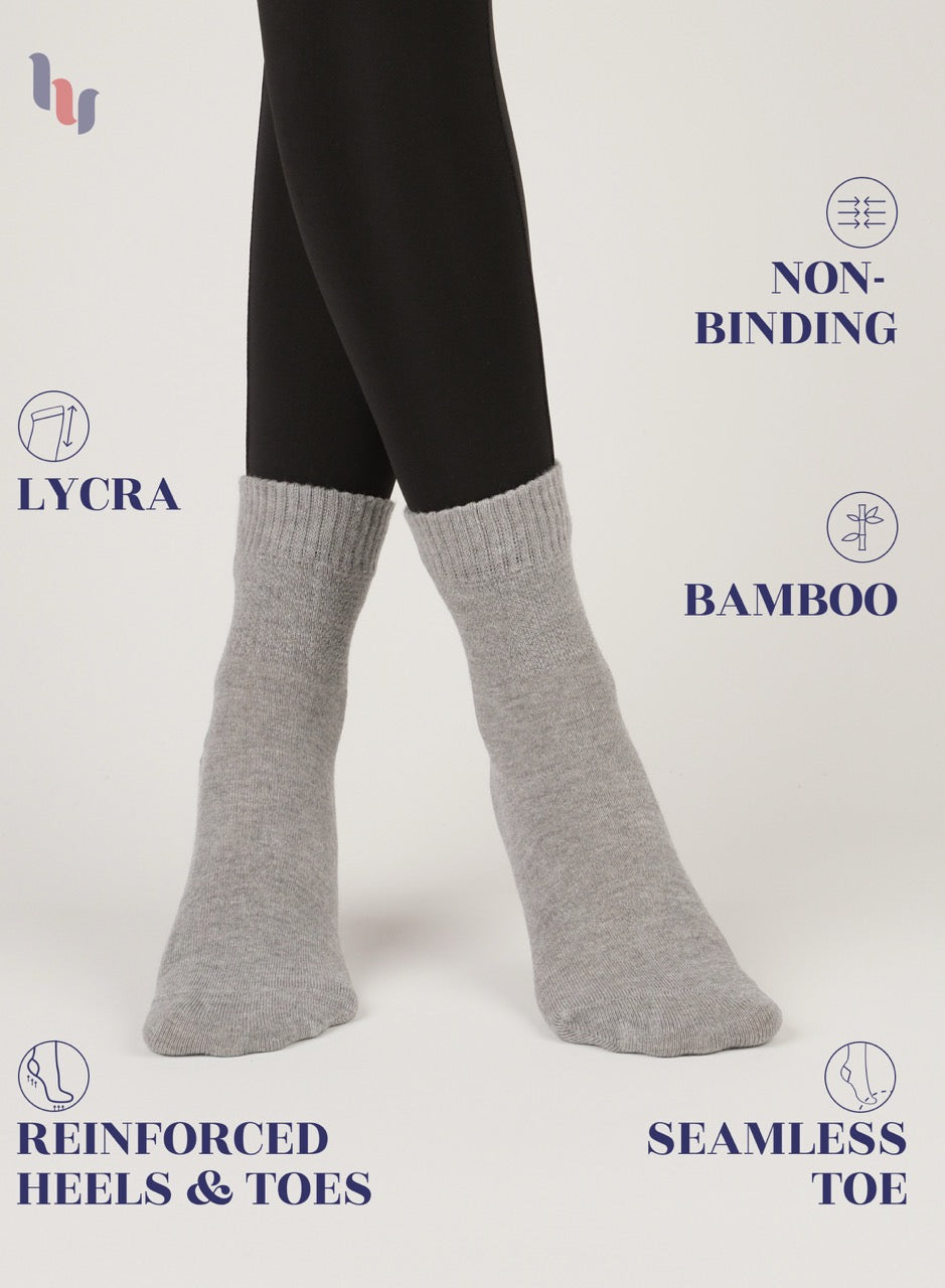 Women's Comfortable Diabetic Bamboo Ankle Socks for Swollen Legs, 3 Pairs