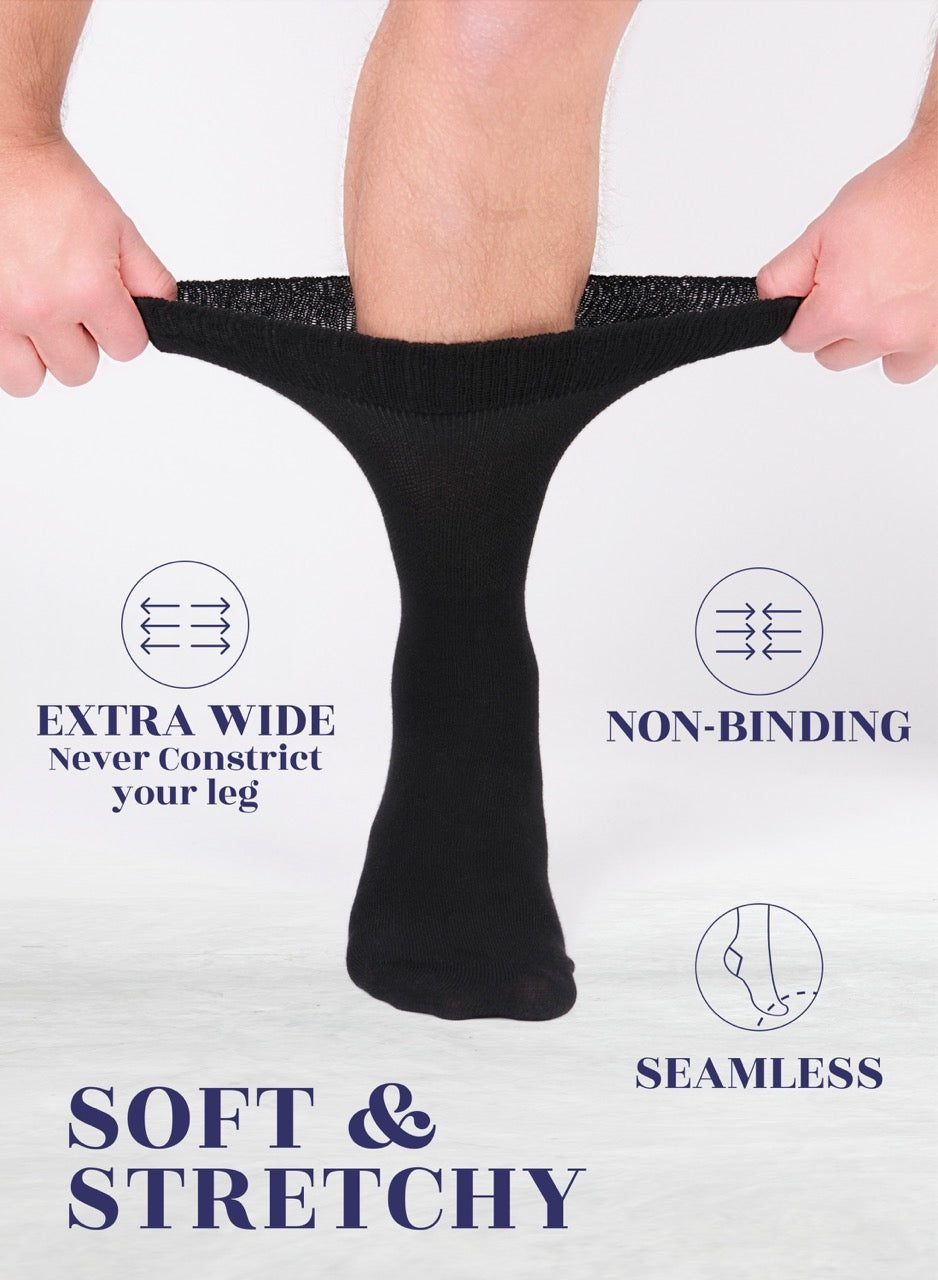 Unisex Cotton Diabetic Crew Socks, 4 Pairs