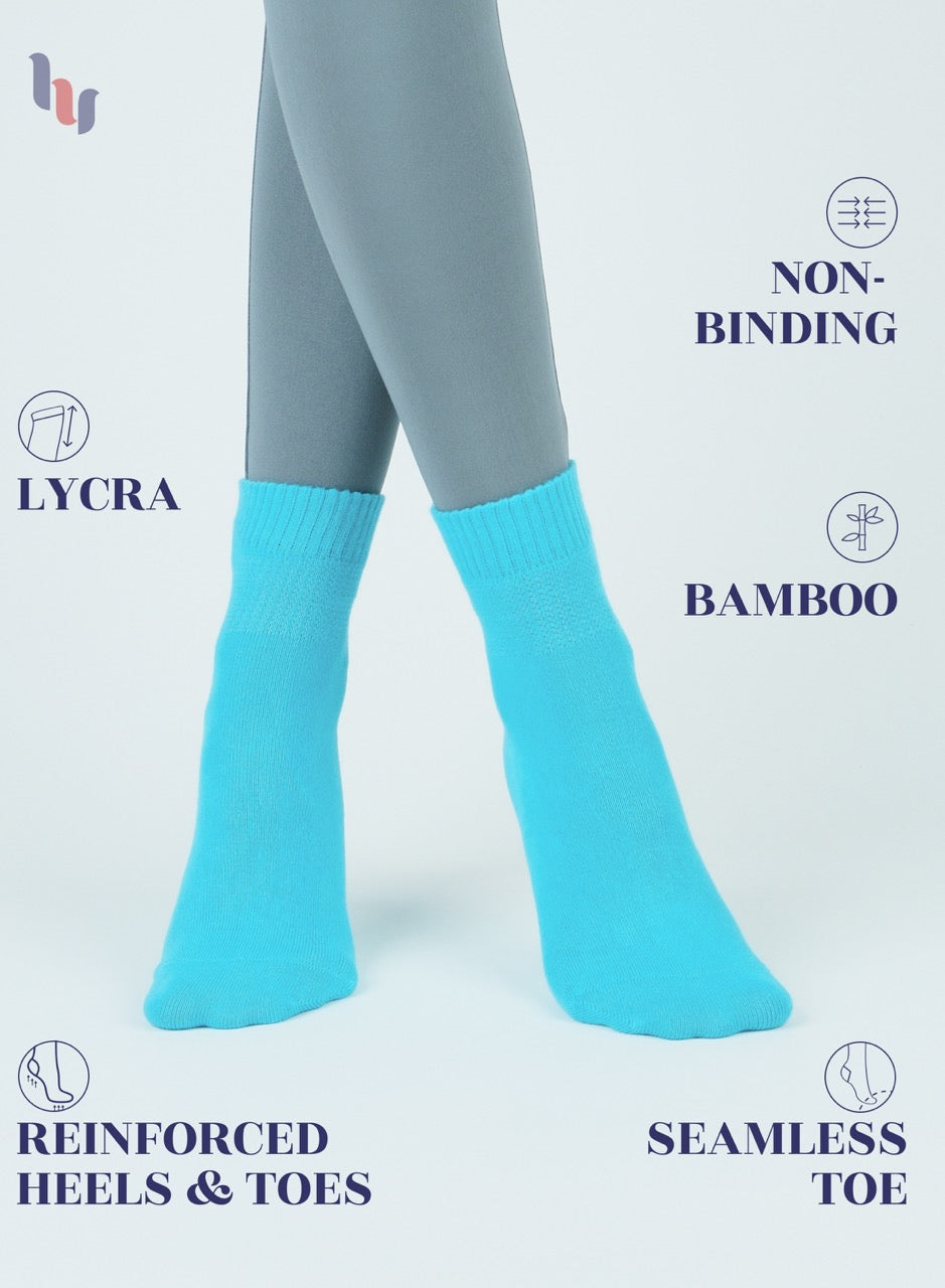 Women's Comfortable Diabetic Bamboo Ankle Socks for Swollen Legs, 3 Pairs