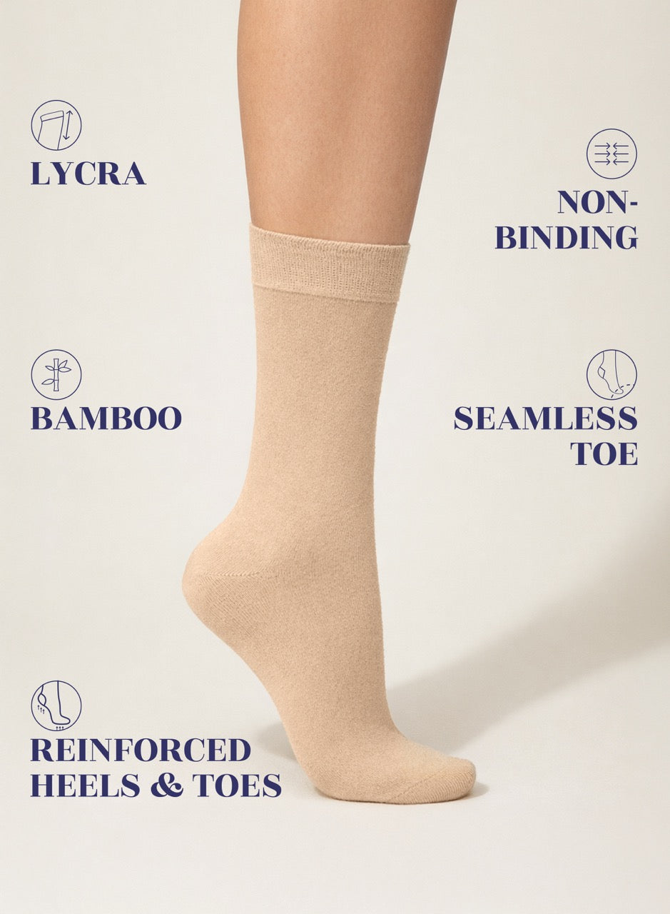 Soft Bamboo Dress Crew Socks for Women, 3 Pairs