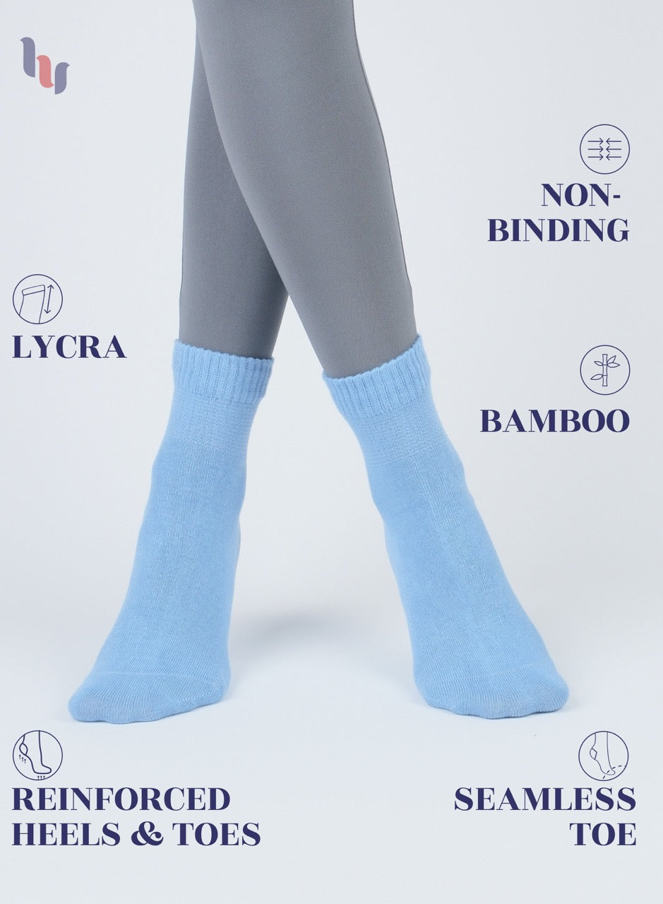 Women's Comfortable Diabetic Bamboo Ankle Socks for Swollen Legs, 3 Pairs
