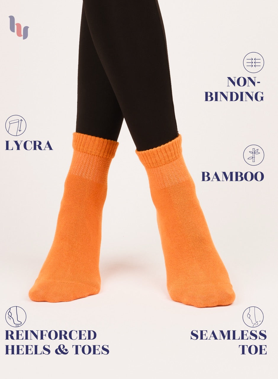 Women's Comfortable Diabetic Bamboo Ankle Socks for Swollen Legs, 3 Pairs