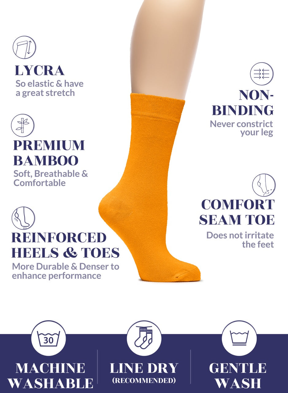 Women's Bamboo Dress Crew Socks, 3 Pairs