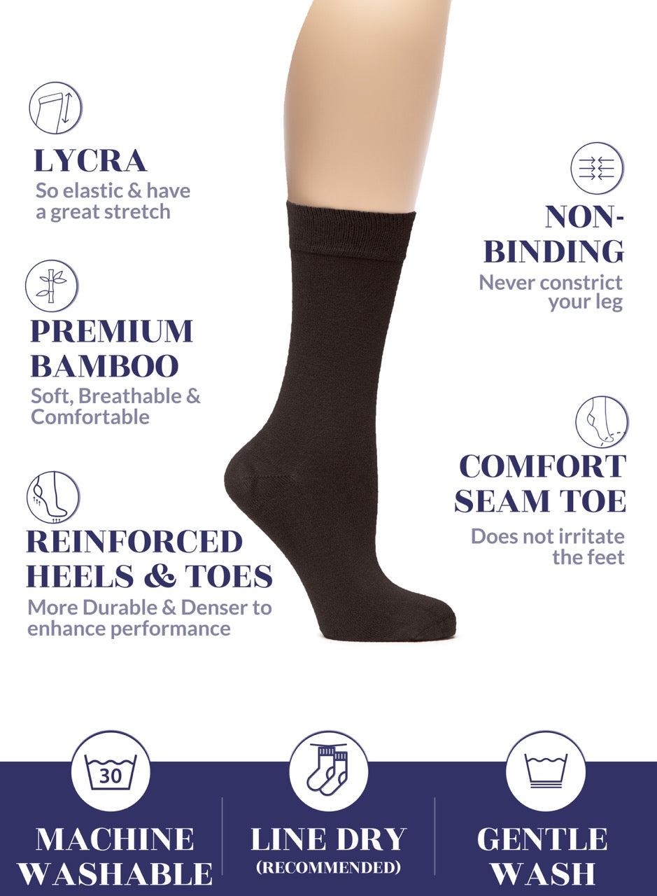Women's Bamboo Dress Crew Socks, 3 Pairs