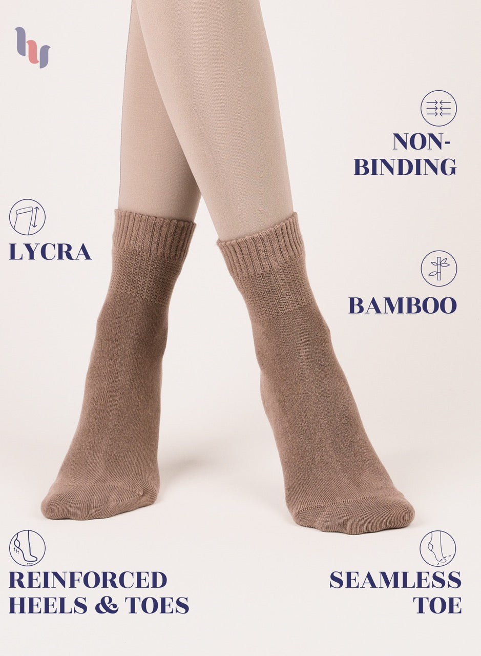 Women's Comfortable Diabetic Bamboo Ankle Socks for Swollen Legs, 3 Pairs