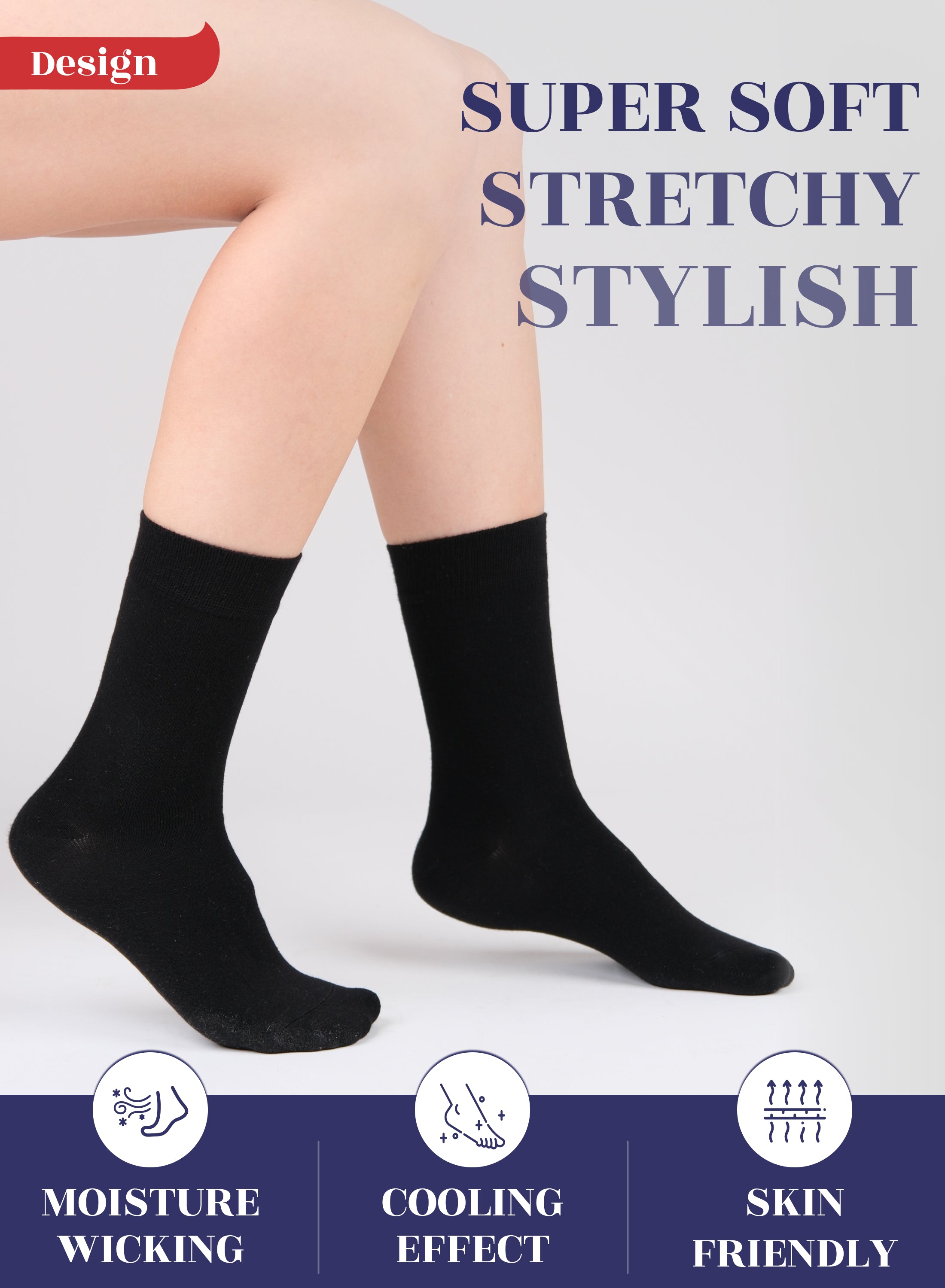 Women's Bamboo Dress Crew Socks, 3 Pairs