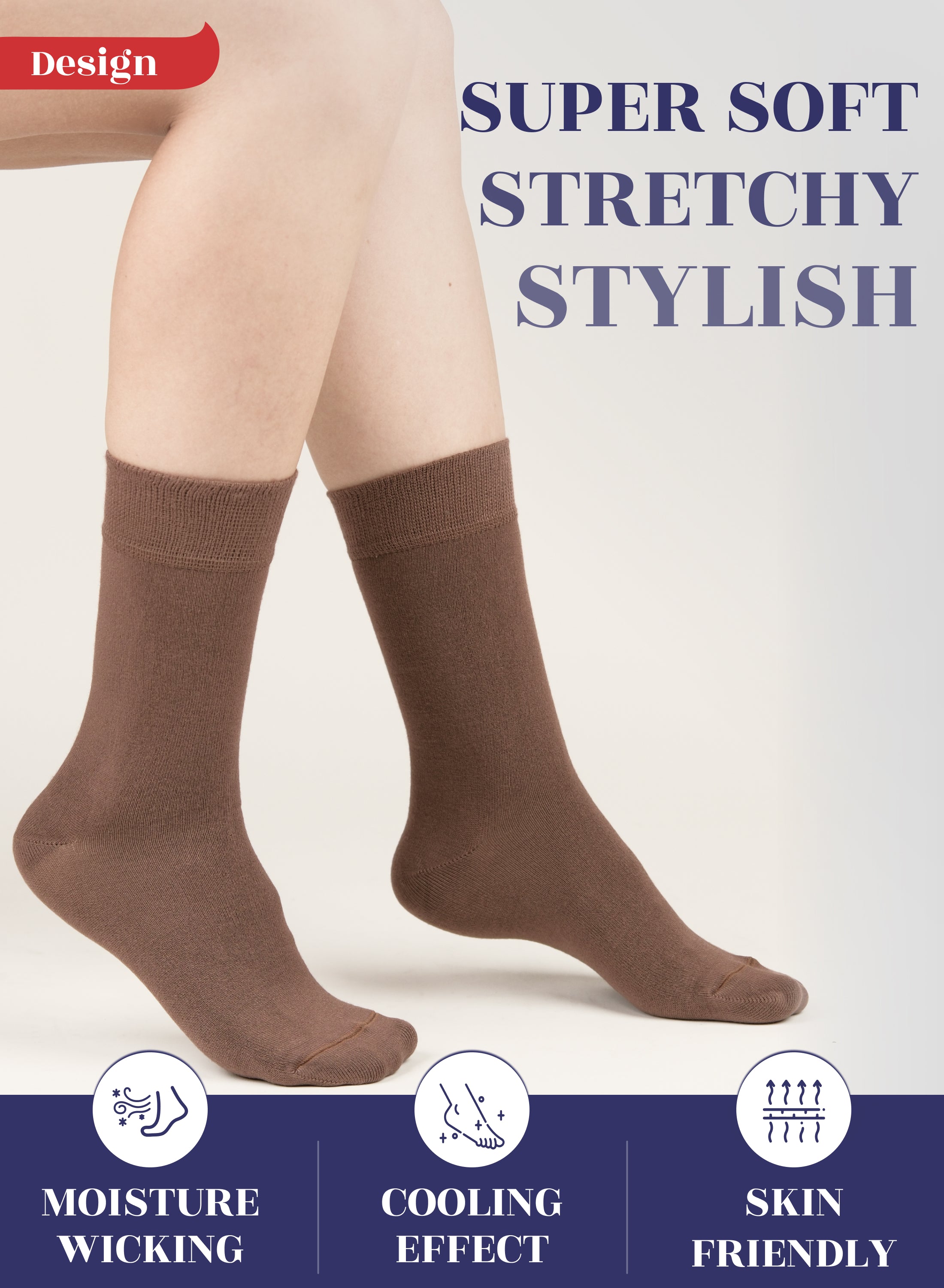 Women's Bamboo Dress Crew Socks, 3 Pairs