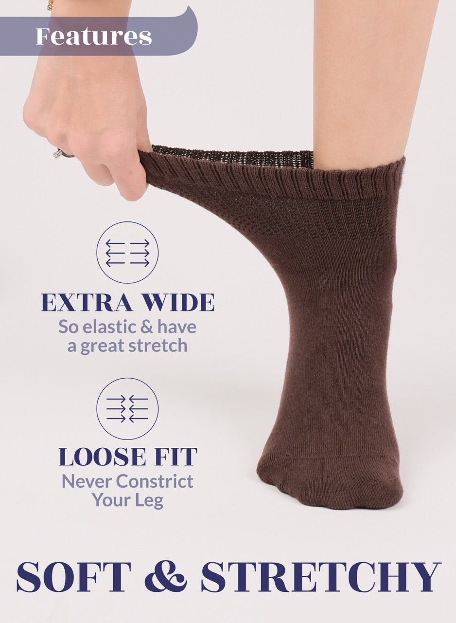 Women's Comfortable Diabetic Bamboo Ankle Socks for Swollen Legs, 3 Pairs