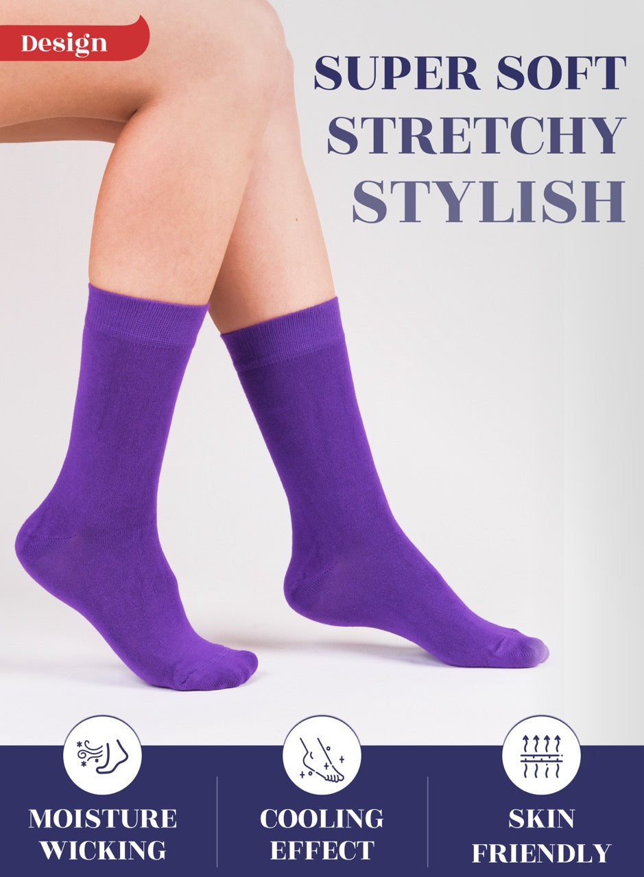 Women's Bamboo Dress Crew Socks, 3 Pairs