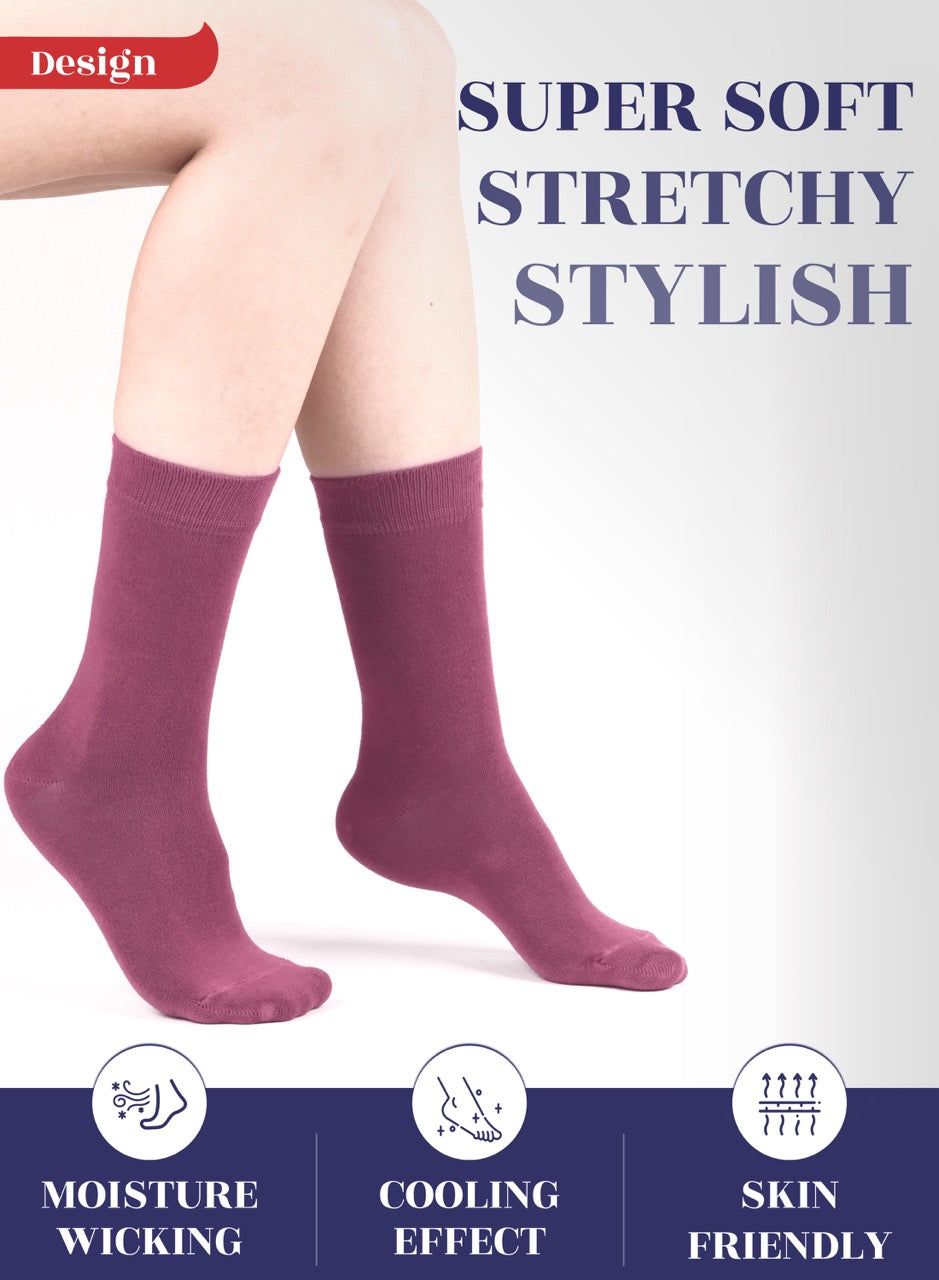 Women's Bamboo Dress Crew Socks, 3 Pairs