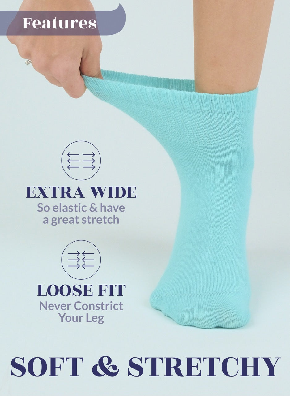 Women's Comfortable Diabetic Bamboo Ankle Socks for Swollen Legs, 3 Pairs