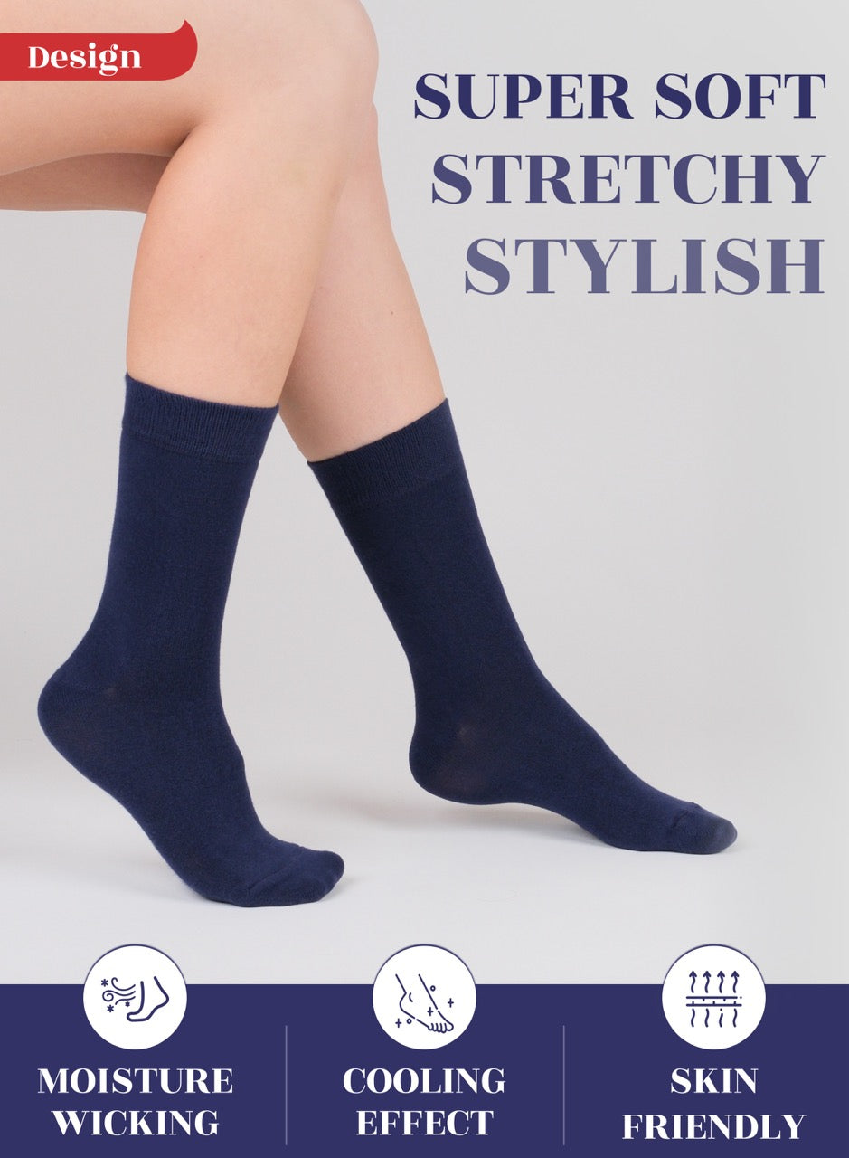 Women's Bamboo Dress Crew Socks, 3 Pairs