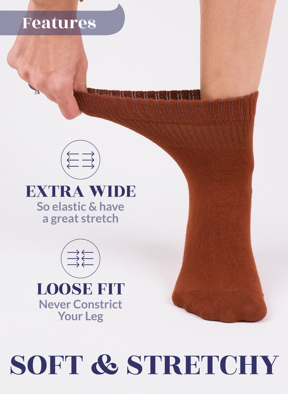 Women's Comfortable Diabetic Bamboo Ankle Socks for Swollen Legs, 3 Pairs
