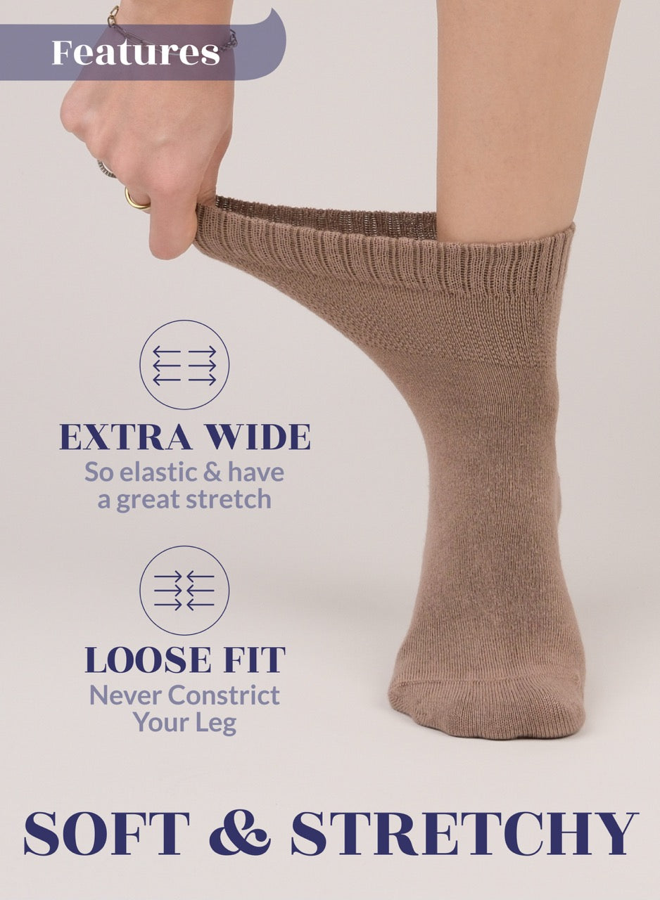 Women's Comfortable Diabetic Bamboo Ankle Socks for Swollen Legs, 3 Pairs