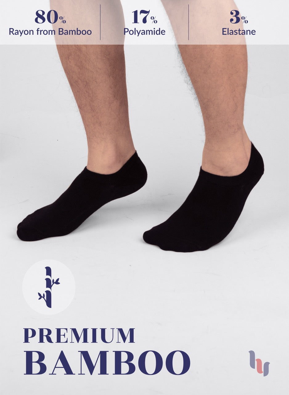 Non-Slip Men's Bamboo No-Show Socks (Only Size 11-13), 6 Pairs