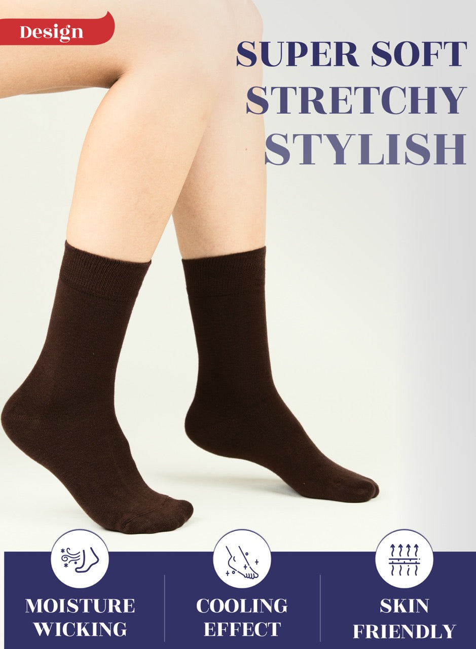 Women's Bamboo Dress Crew Socks, 3 Pairs