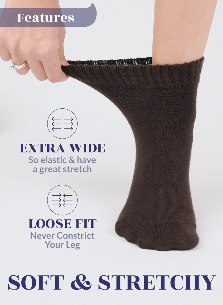 Women's Comfortable Diabetic Bamboo Ankle Socks for Swollen Legs, 3 Pairs