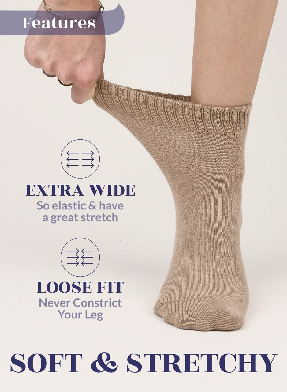Women's Comfortable Diabetic Bamboo Ankle Socks for Swollen Legs, 3 Pairs