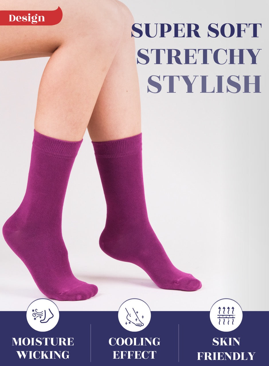 Women's Bamboo Dress Crew Socks, 3 Pairs