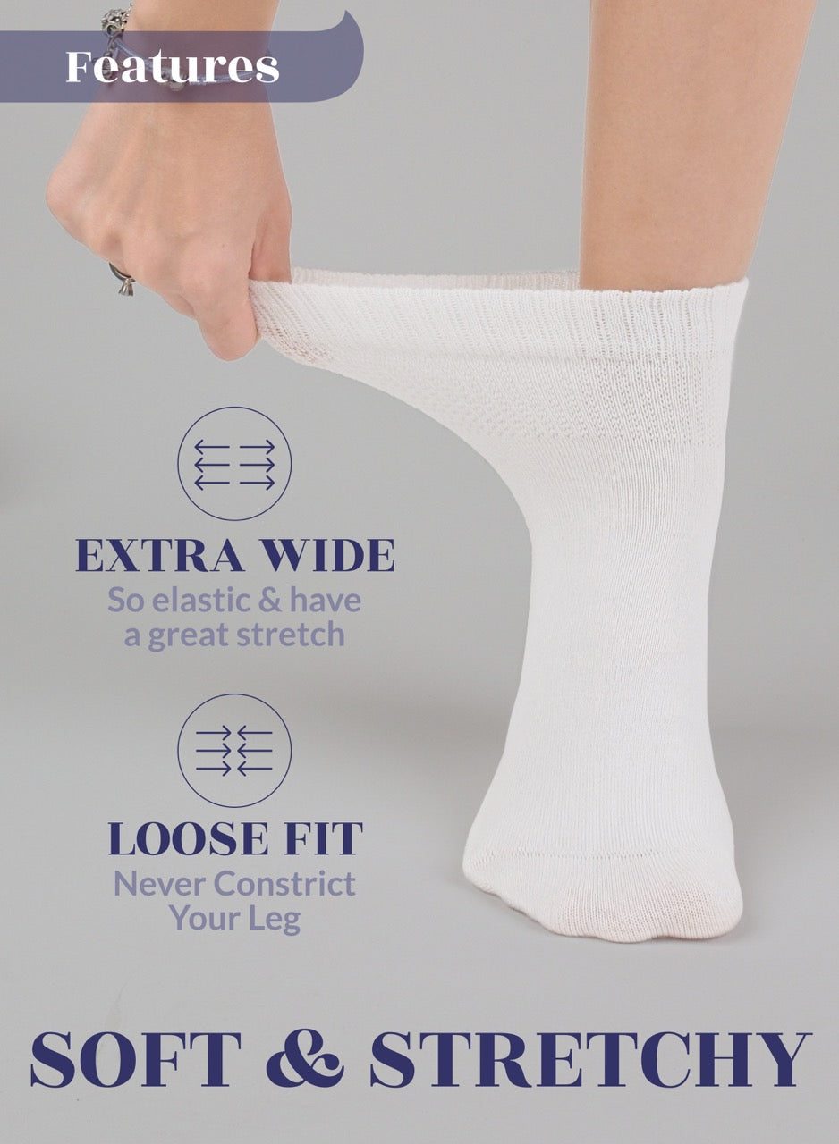 Women's Comfortable Diabetic Bamboo Ankle Socks for Swollen Legs, 3 Pairs
