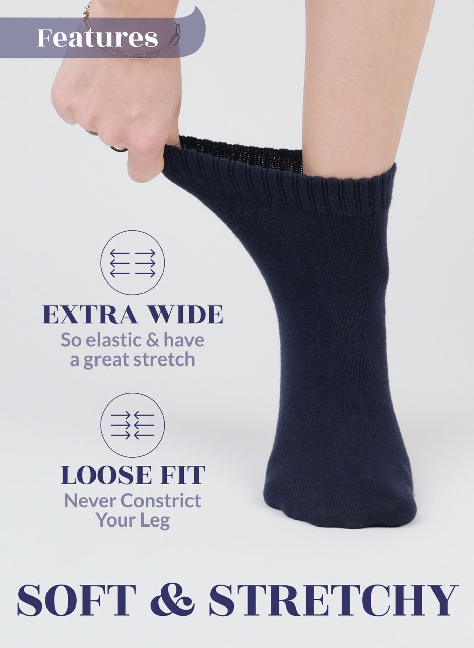 Women's Comfortable Diabetic Bamboo Ankle Socks for Swollen Legs, 3 Pairs
