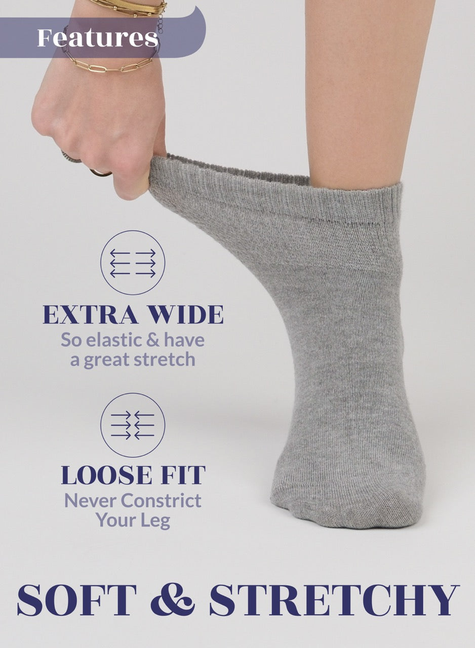 Women's Comfortable Diabetic Bamboo Ankle Socks for Swollen Legs, 3 Pairs