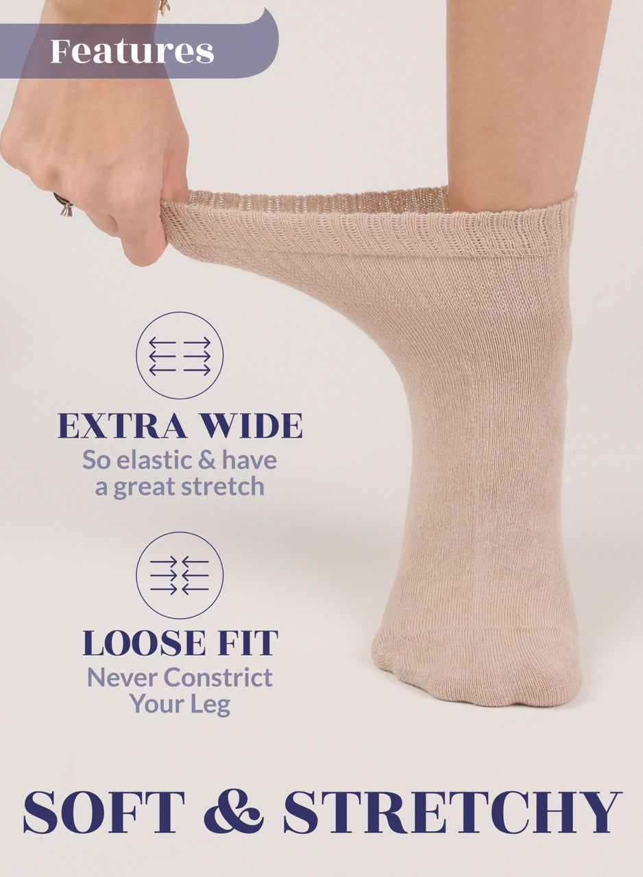 Women's Comfortable Diabetic Bamboo Ankle Socks for Swollen Legs, 3 Pairs