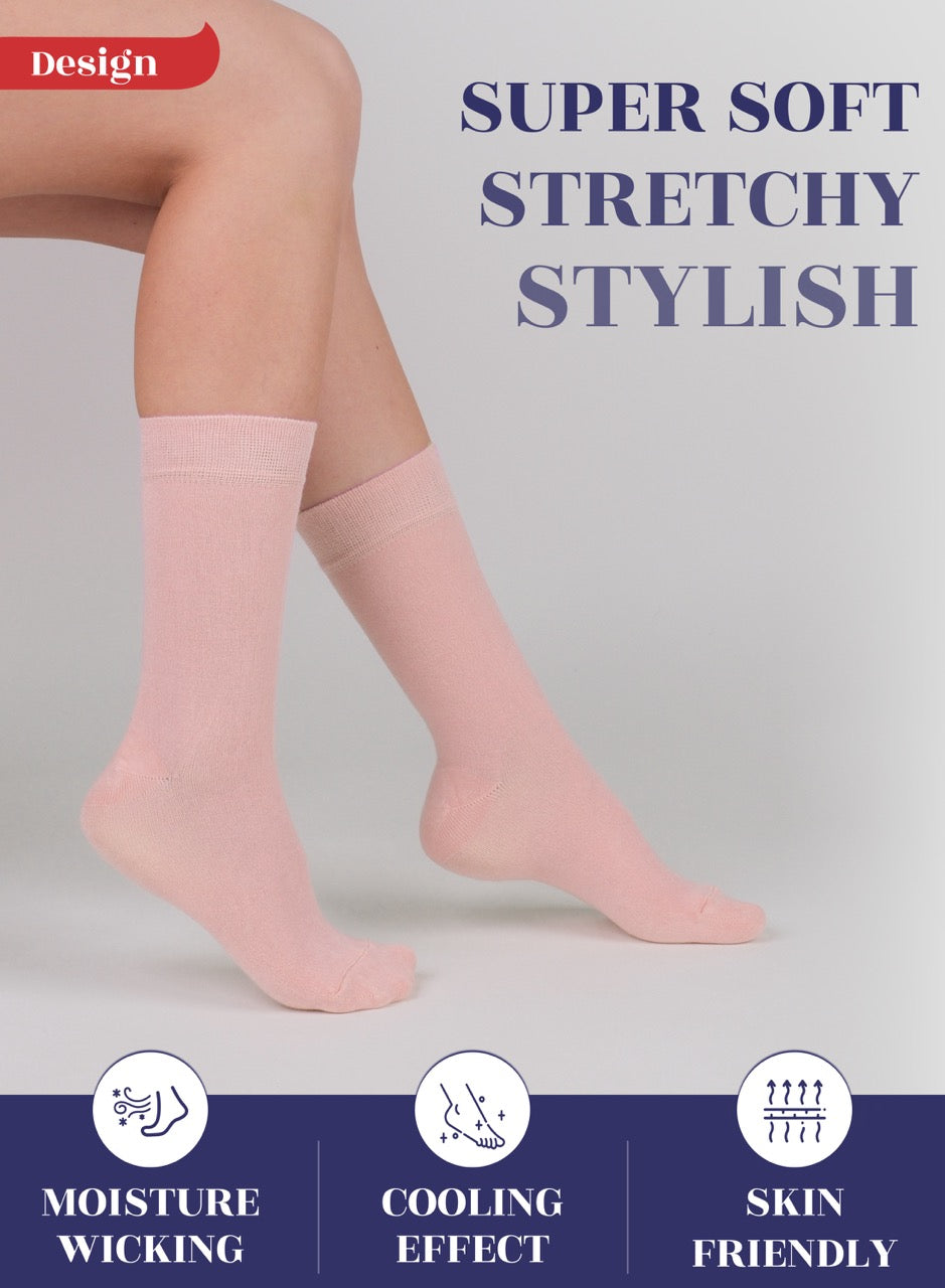 Women's Bamboo Dress Crew Socks, 3 Pairs