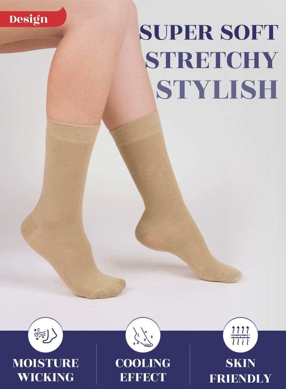 Women's Bamboo Dress Crew Socks, 3 Pairs
