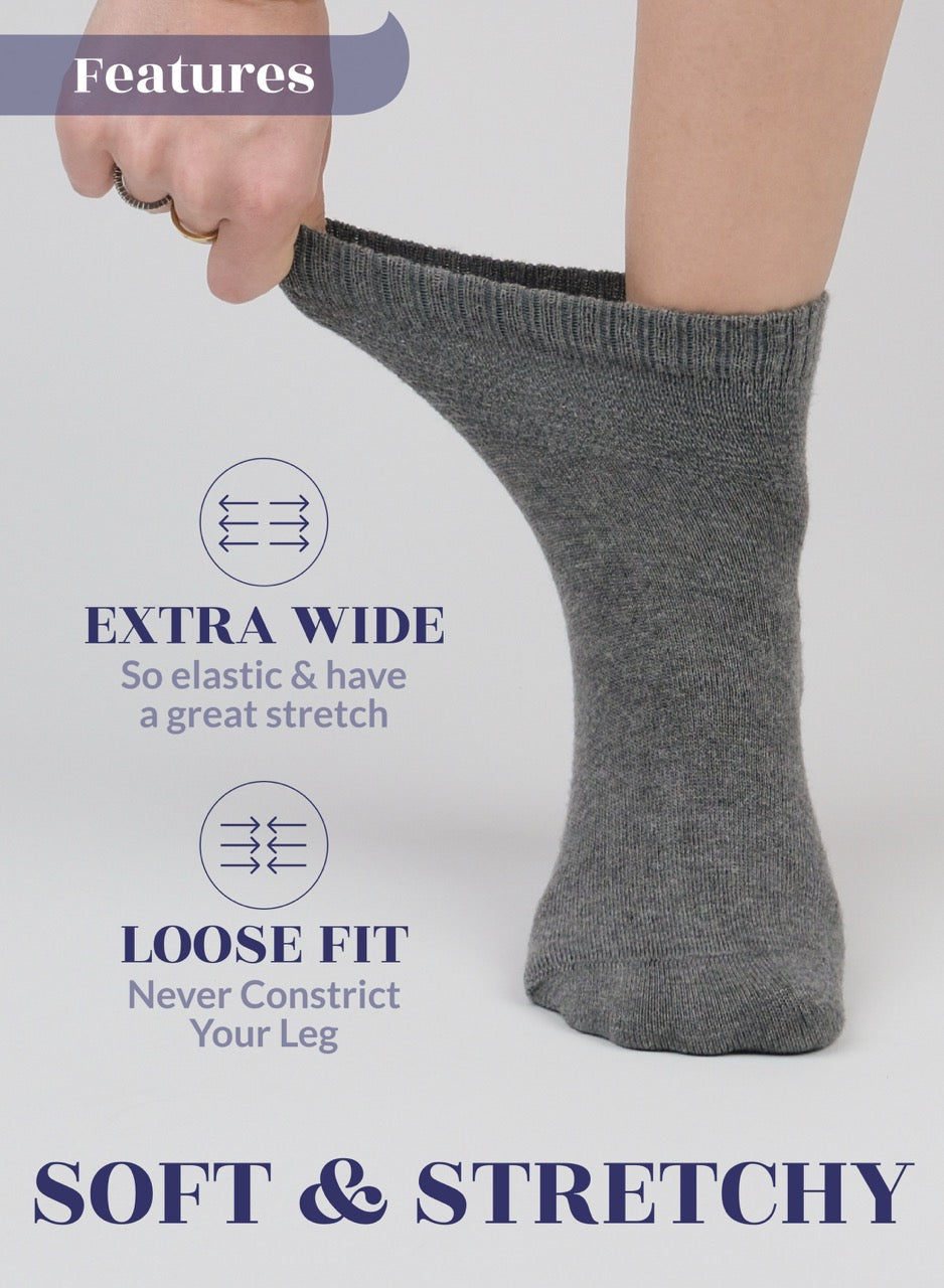 Women's Comfortable Diabetic Bamboo Ankle Socks for Swollen Legs, 3 Pairs