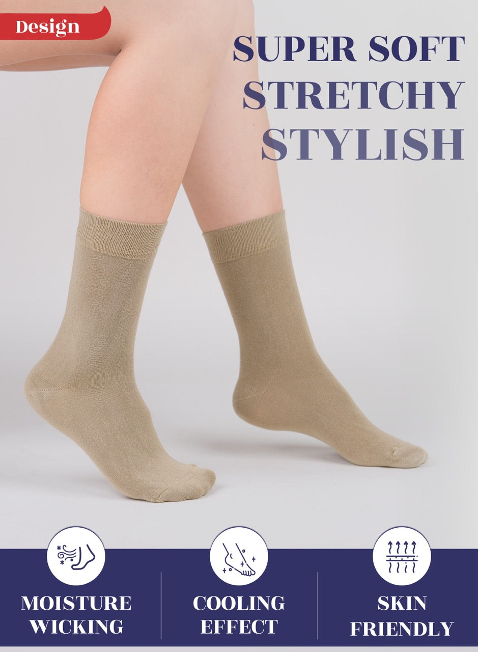 Women's Bamboo Dress Crew Socks, 3 Pairs