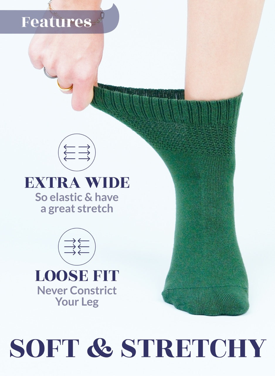 Women's Comfortable Diabetic Bamboo Ankle Socks for Swollen Legs, 3 Pairs