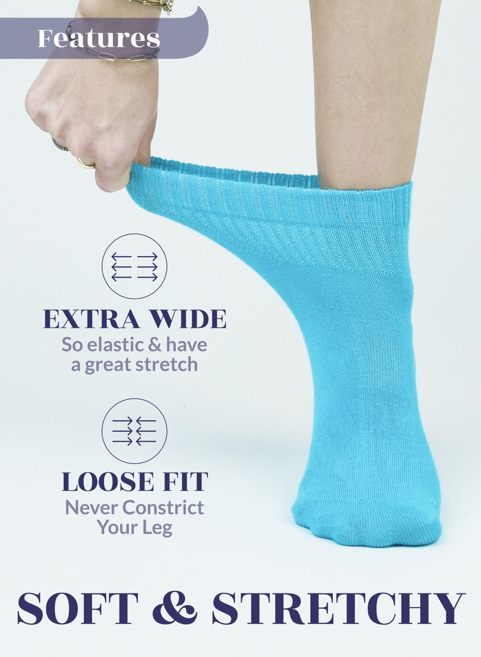 Women's Comfortable Diabetic Bamboo Ankle Socks for Swollen Legs, 3 Pairs