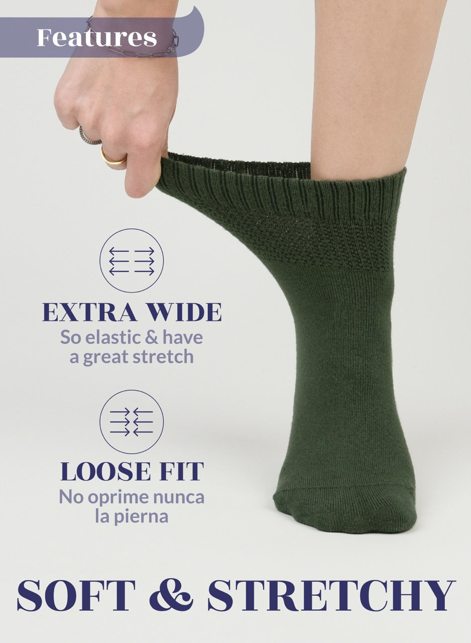 Women's Comfortable Diabetic Bamboo Ankle Socks for Swollen Legs, 3 Pairs